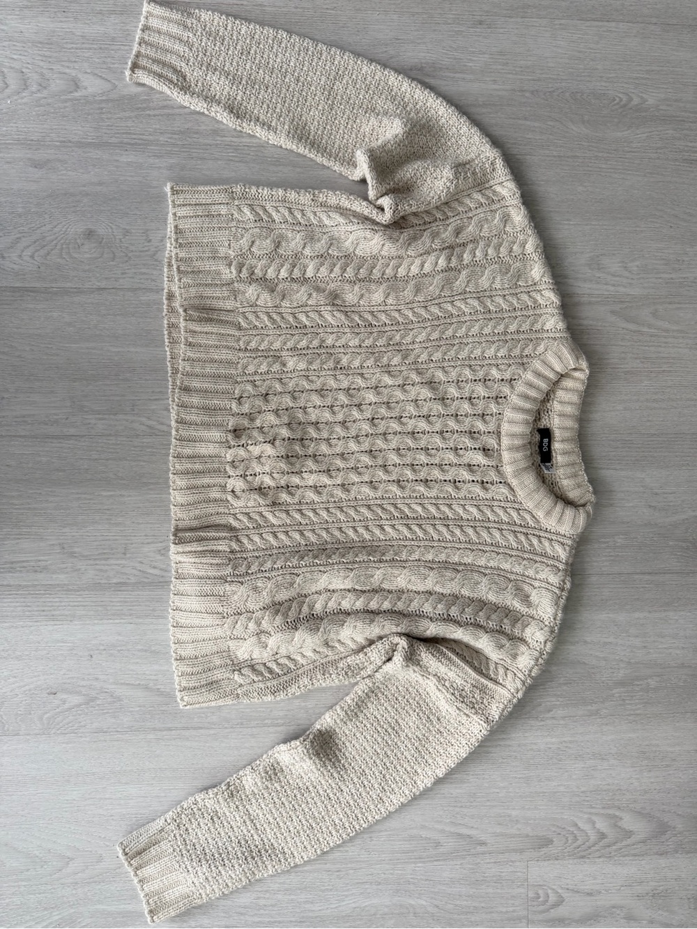 Cozy Crop Cable-Knit Cream Sweater